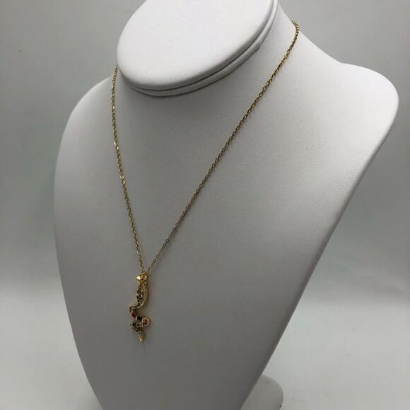 18K Gold Plated Women's Snake Necklace Cubic Zirconia Waterproof Jewelry - Picture 6 of 12